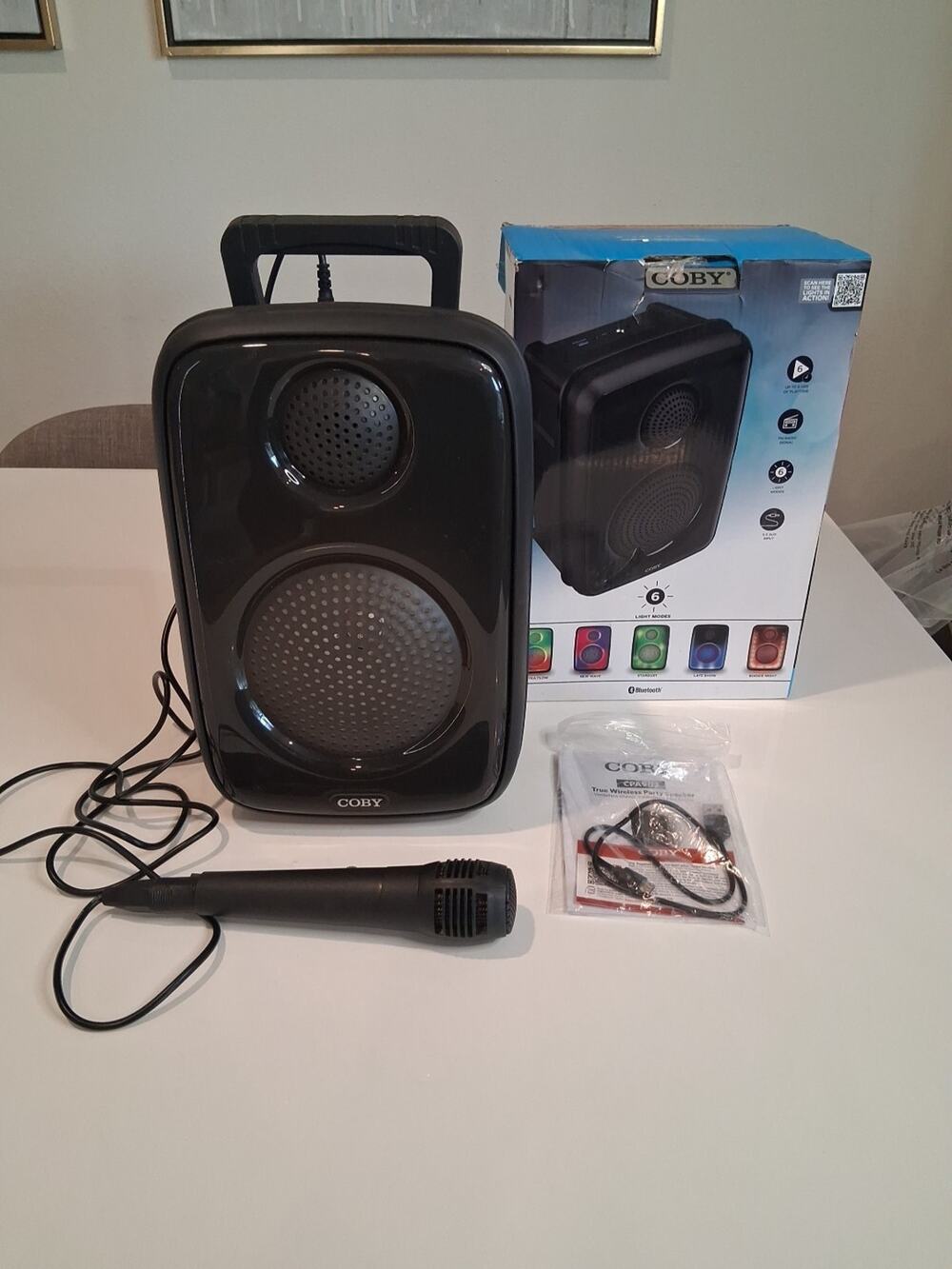 Coby Spectra Bluetooth Party Speaker with Karaoke Microphone & LED Lights -...